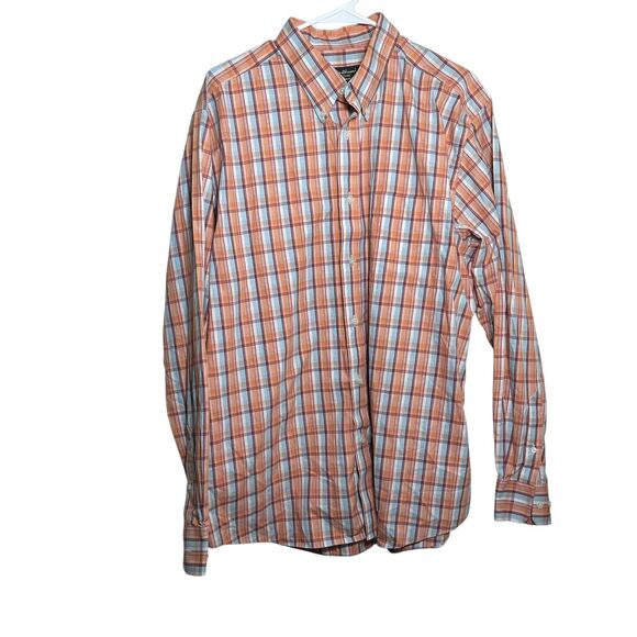 Eddie Bauer Shirt Men's Large Plaid Button Up Relaxed Fit Wrinkle Resistant - Picture 1 of 8